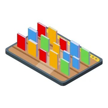Tablet bookstore icon isometric vector. Online library Stock Illustration