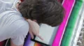 Tablet - boy using a tablet computer - internet , photo HD Footage