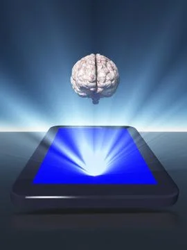 Tablet with brain Stock Illustration