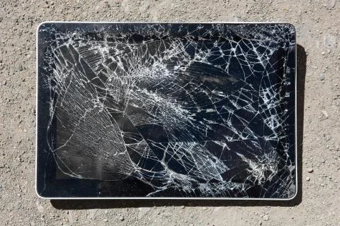Tablet with broken display Stock Photos