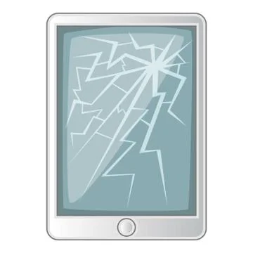Tablet with broken screen icon, cartoon style Illustrazione stock