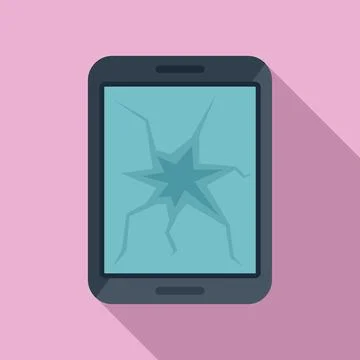Tablet broken screen icon flat vector. Repair mobile Stock Illustration