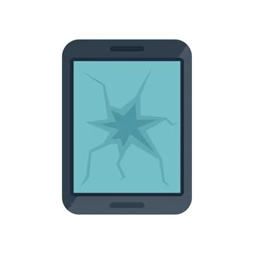 Tablet broken screen icon flat vector. Repair mobile Stock Illustration