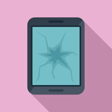 Tablet broken screen icon flat . Repair mobile Stock Illustration
