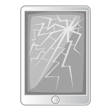 Tablet with broken screen icon monochrome Illustrazione stock
