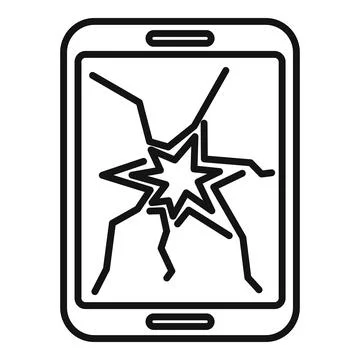 Tablet broken screen icon outline vector. Repair mobile Stock Illustration