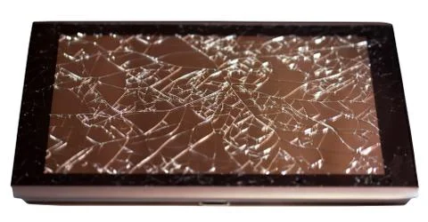 Tablet with broken touchscreen on white background Stock Photos