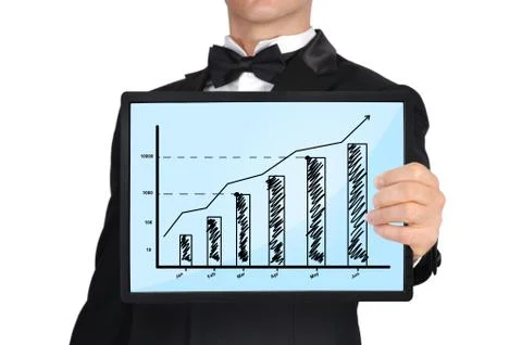 Tablet with business chart Stock Photos