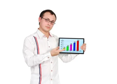 Tablet with business chart Stock Photos