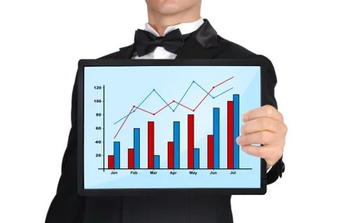Tablet with business chart Stock-Fotos
