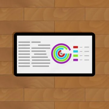 Tablet with business info Stock Illustration
