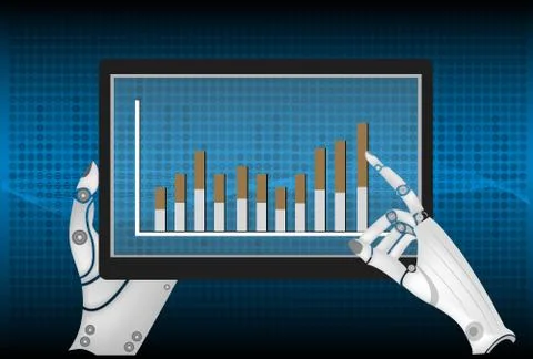 Tablet with business static on the hand Stock Illustration