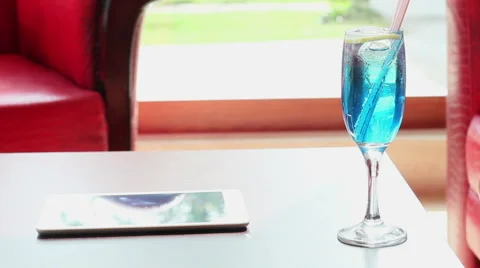 Tablet In Cafe Stock Footage 42142621