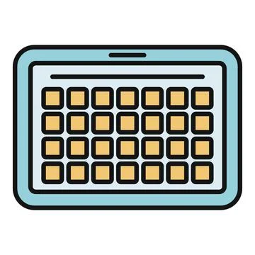 Tablet with calendar application icons on screen Stockillustratie