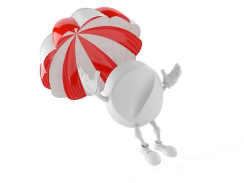 Tablet character with parachute 스톡 일러스트