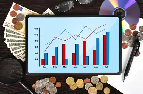 Tablet with chart Stock Illustration