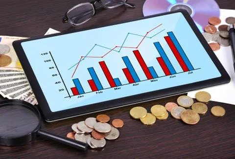 Tablet with chart Stock Photos