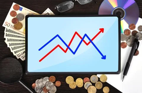 Tablet with chart Stock Photos