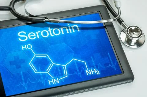 Tablet with the chemical formula of serotonin Stock Illustration