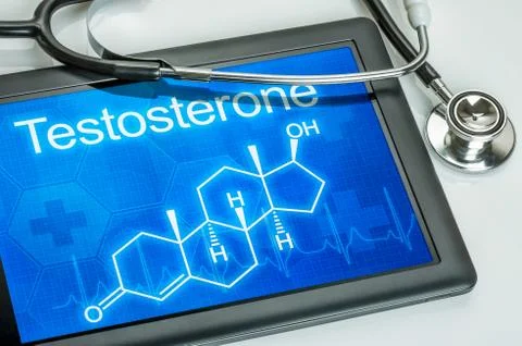 Tablet with the chemical formula of testosterone Stock Illustration