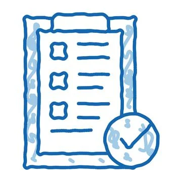 Tablet Clip With Approved Check List doodle icon hand drawn illustration Stock Illustration
