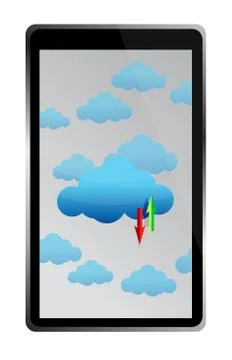 Tablet cloud computing files being transfer illustration design Stock Illustration