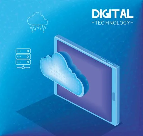 Tablet with cloud computing Illustrazione stock