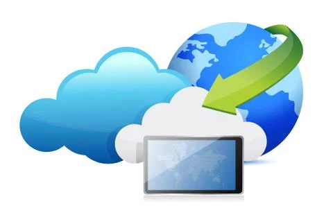 Tablet cloud computing moving concept illustration design Illustrazione stock