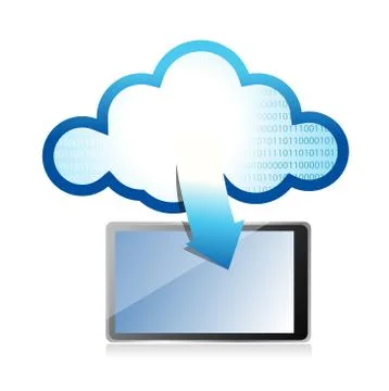 Tablet with cloud computing symbol on a screen illustration design Stock Illustration