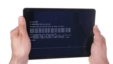 Tablet Codding On Hacked Screen White Background Stock Footage 95417336