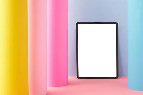 Tablet on colorful background Stockfoto's