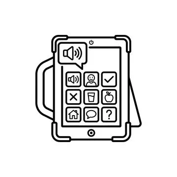 Tablet with communication grid, assistive technology for individuals with c.. Stock Illustration