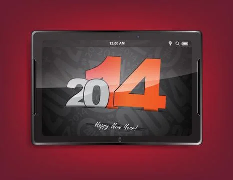 Tablet computer with a 2014 background 스톡 일러스트