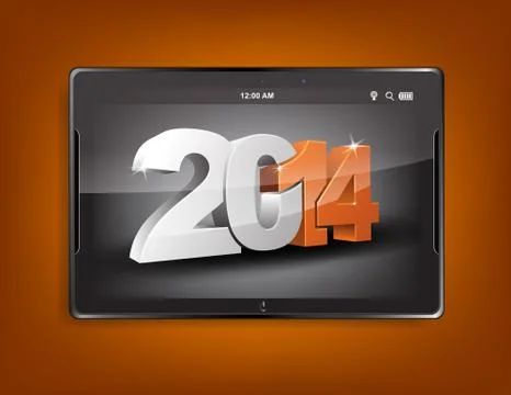Tablet computer with a 2014 background Stock Illustration