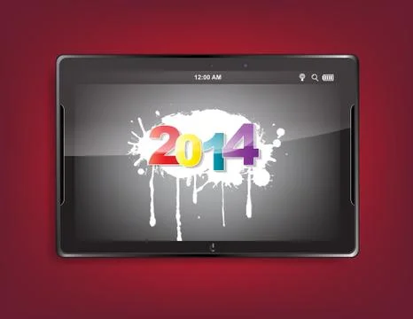 Tablet computer with a 2014 background Stock Illustration