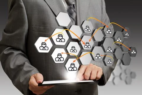 Tablet computer and abstract icon as social network concept Stock Illustration