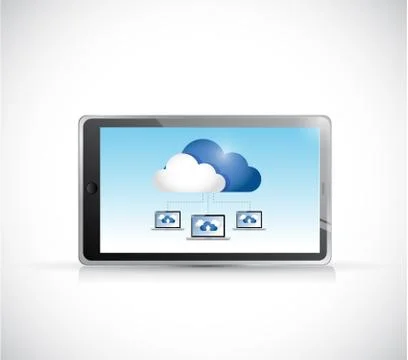 Tablet computer and cloud computing connection Stockillustratie