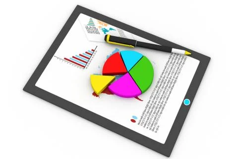 Tablet computer and financial charts. Stock Illustration