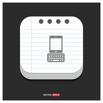 Tablet Computer and Keyboard Icon Gray icon on Notepad Style template Vector  Stock Illustration