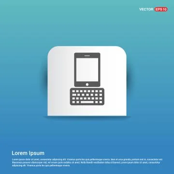 Tablet Computer and Keyboard Icon - Blue Sticker button Illustrazione stock