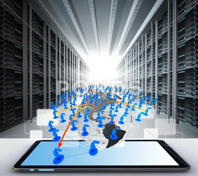 Tablet computer and social network icon concept Stock Illustration