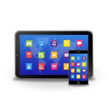 Tablet Computer and Touchscreen Smartphone Stock Illustration