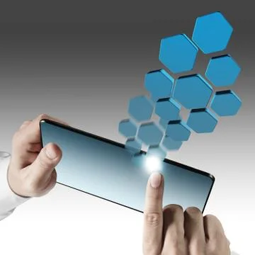 Tablet computer and virtual icons Stock Illustration