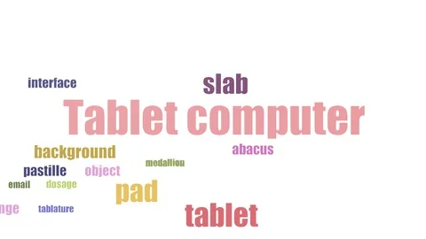 Tablet Computer Animated Flat Word Cloud Isolated Stock Footage 107209870