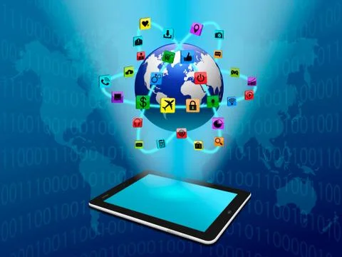 Tablet computer with application icon Stock Illustration