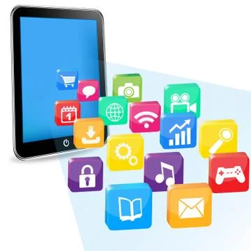 Tablet Computer Applications Stock Illustration