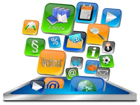 Tablet Computer with apps Illustrazione stock