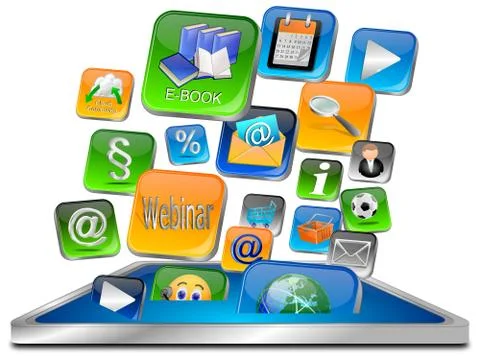 Tablet Computer with apps Illustrazione stock