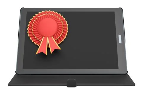 Tablet computer with best choice badge, 3D rendering Stock Illustration