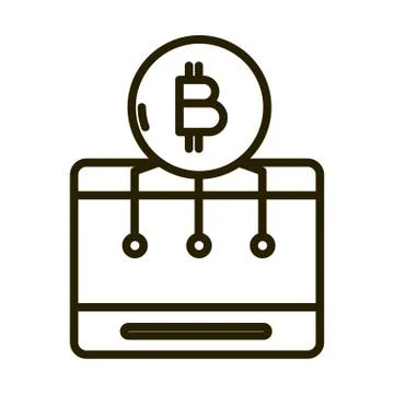 Tablet computer bitcoin cryptocurrency business financial investing line style Stock Illustration